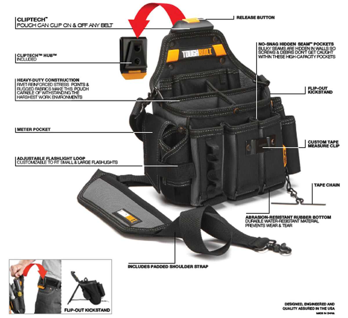 Clip-Tech™ Electrician Pouch with Strap